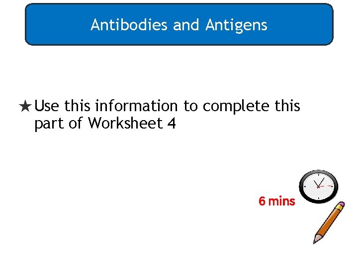 Antibodies and Antigens ★ Use this information to complete this part of Worksheet 4