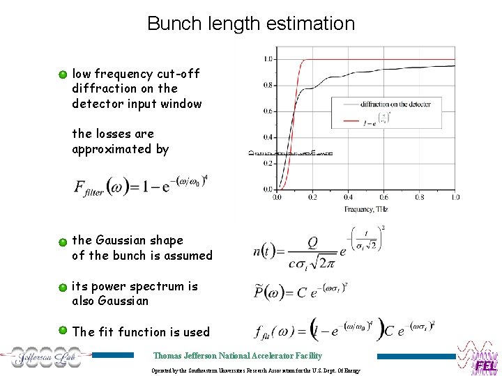 Bunch length estimation low frequency cut-off diffraction on the detector input window the losses