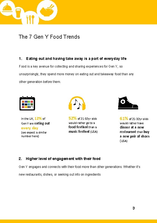 The 7 Gen Y Food Trends 1. Eating out and having take away is