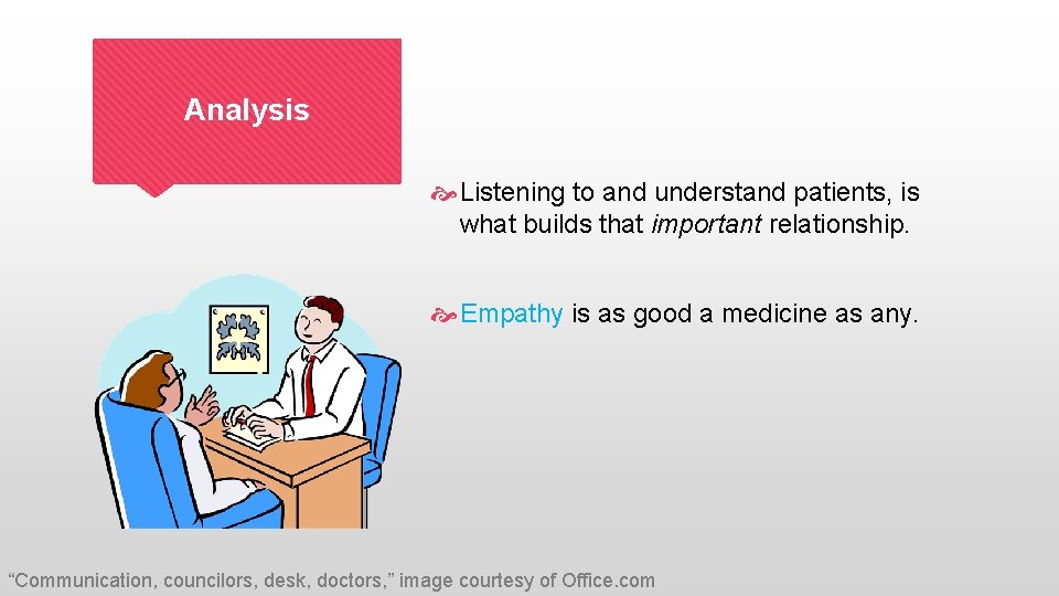 Analysis Listening to and understand patients, is what builds that important relationship. Empathy is