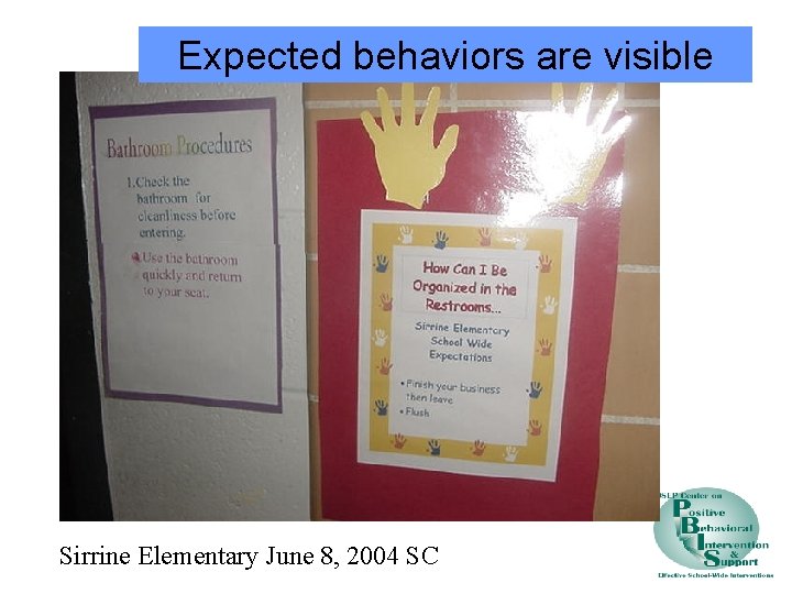 Expected behaviors are visible Sirrine Elementary June 8, 2004 SC 