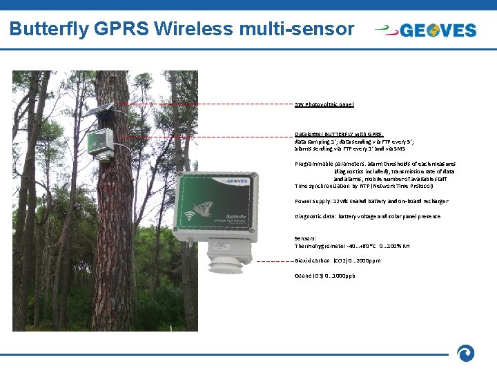 Butterfly GPRS Wireless multi-sensor 5 W Photovoltaic panel Datalogger BUTTERFLY with GPRS: data sampling