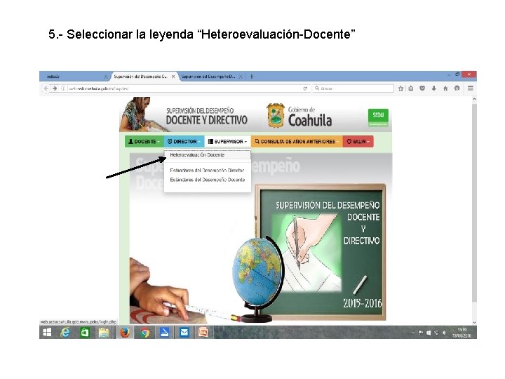 5. - Seleccionar la leyenda “Heteroevaluación-Docente” 