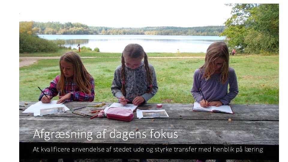 Afgræsning af dagens fokus At kvalificere anvendelse af stedet ude og styrke transfer med