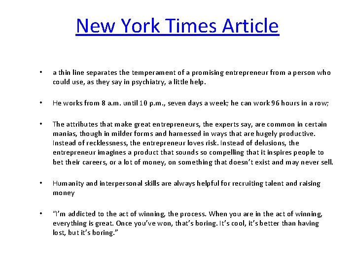 New York Times Article • a thin line separates the temperament of a promising