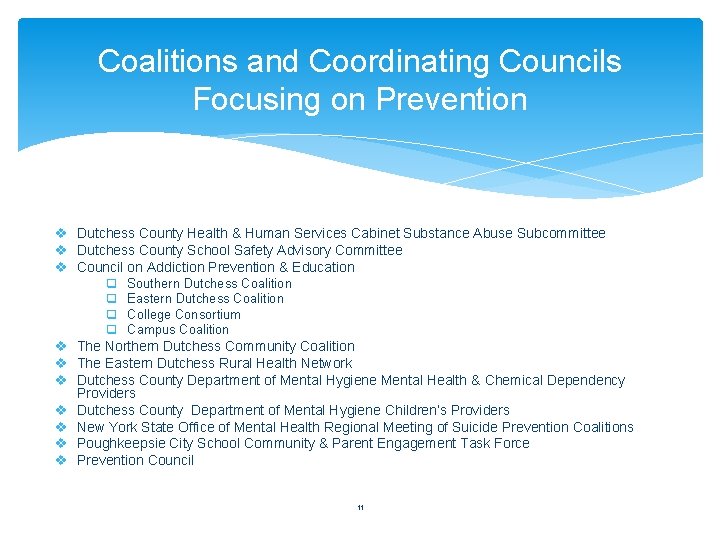 Coalitions and Coordinating Councils Focusing on Prevention v Dutchess County Health & Human Services