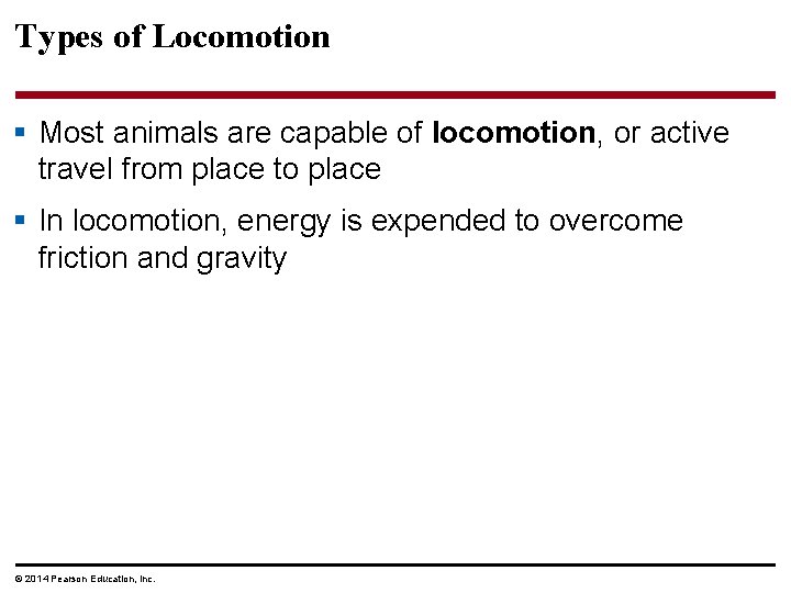 Types of Locomotion § Most animals are capable of locomotion, or active travel from