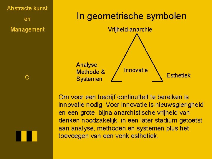 Abstracte kunst en In geometrische symbolen Management Vrijheid-anarchie C Analyse, Methode & Systemen Innovatie