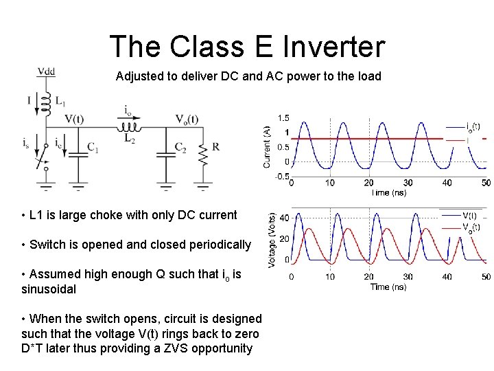 The Class E Inverter Adjusted to deliver DC and AC power to the load