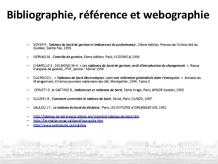 Bibliographie, référence et webographie – VOYER P. , Tableau de bord de gestion et