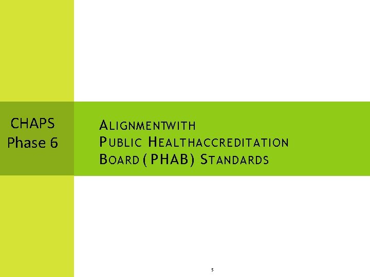 CHAPS Phase 6 A LIGNMENTWITH P UBLIC H EALTH ACCREDITATION B OARD ( PHAB)