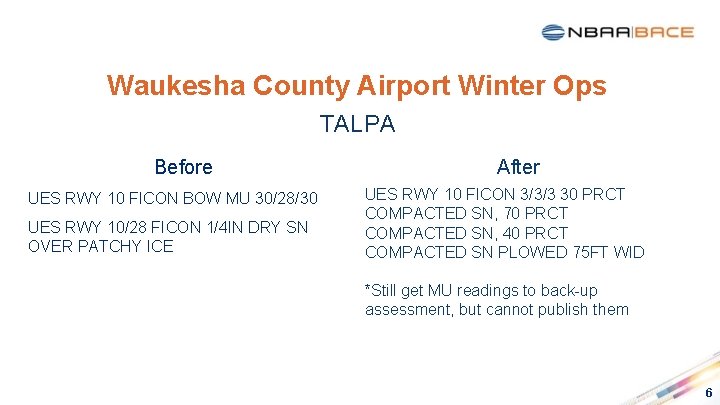 Waukesha County Airport Winter Ops TALPA Before UES RWY 10 FICON BOW MU 30/28/30