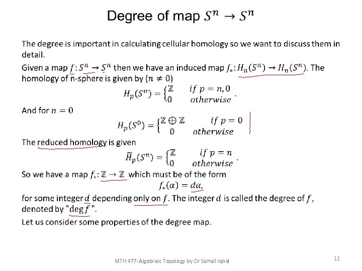  • MTH 477 -Algebraic Topology by Dr Sohail Iqbal 11 