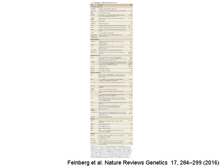 Feinberg et al. Nature Reviews Genetics 17, 284– 299 (2016) 