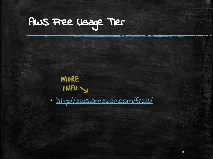 AWS Free Usage Tier ▪ http: //aws. amazon. com/free/ 31 
