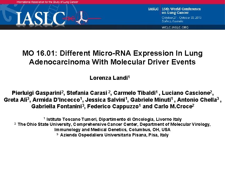 MO 16. 01: Different Micro-RNA Expression In Lung Adenocarcinoma With Molecular Driver Events Lorenza
