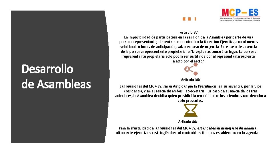 Desarrollo de Asambleas Artículo 37: La imposibilidad de participación en la reunión de la