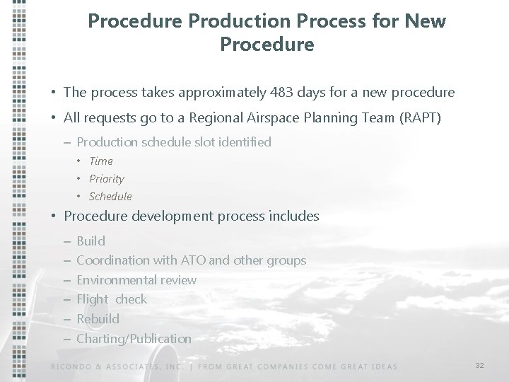 Procedure Production Process for New Procedure • The process takes approximately 483 days for