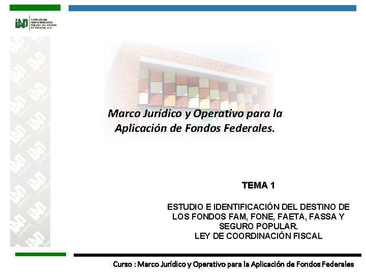 Marco Jurídico y Operativo para la Aplicación de Fondos Federales. TEMA 1 ESTUDIO E