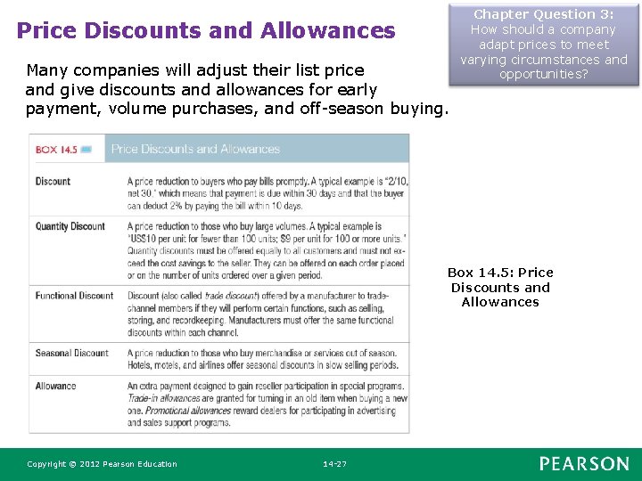 Price Discounts and Allowances Many companies will adjust their list price and give discounts