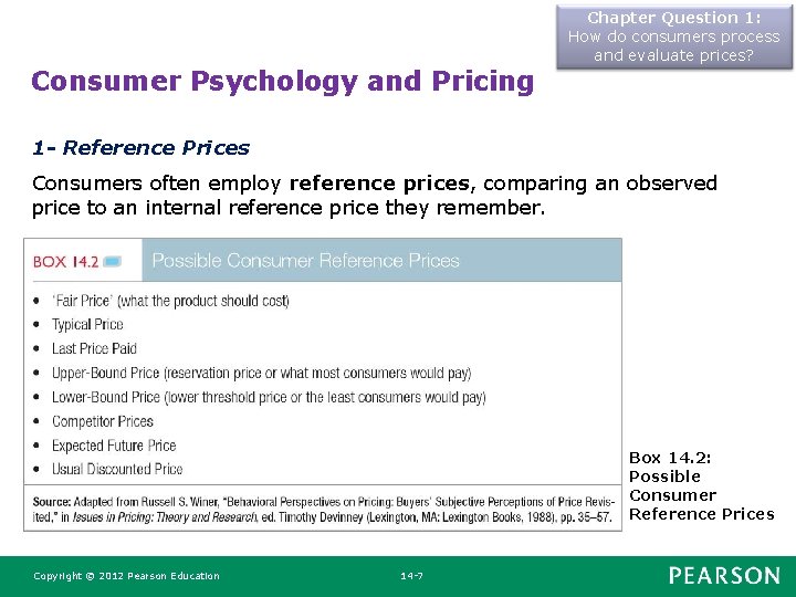 Chapter Question 1: How do consumers process and evaluate prices? Consumer Psychology and Pricing