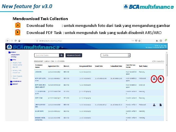 New feature for v 3. 0 Mendownload Task Collection Download foto : untuk mengunduh
