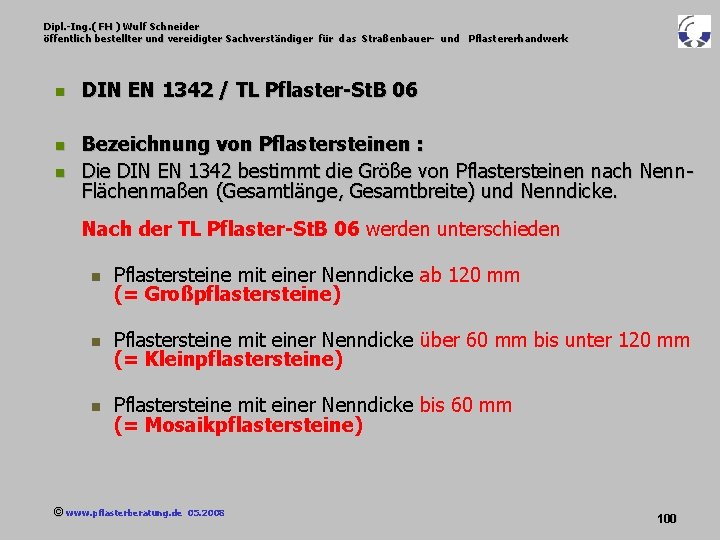 Dipl. -Ing. ( FH ) Wulf Schneider öffentlich bestellter und vereidigter Sachverständiger für das