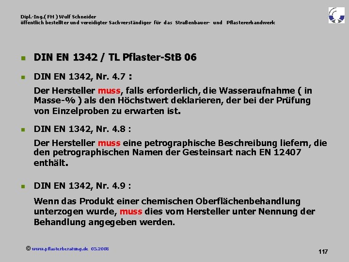 Dipl. -Ing. ( FH ) Wulf Schneider öffentlich bestellter und vereidigter Sachverständiger für das