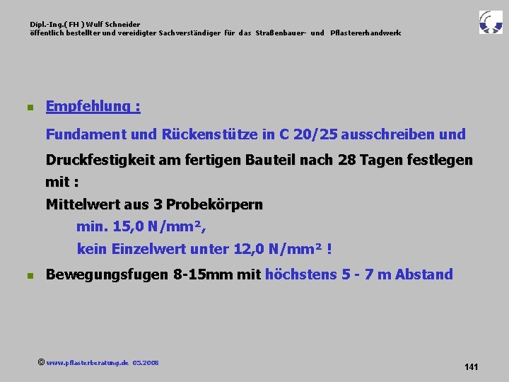 Dipl. -Ing. ( FH ) Wulf Schneider öffentlich bestellter und vereidigter Sachverständiger für das