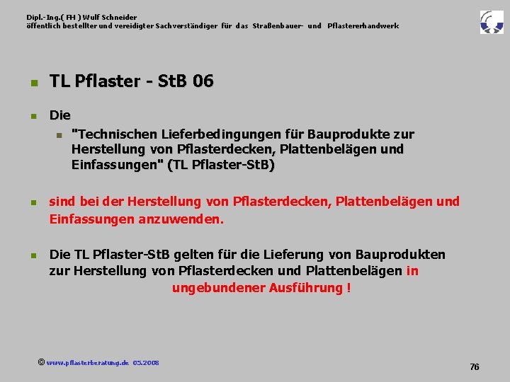 Dipl. -Ing. ( FH ) Wulf Schneider öffentlich bestellter und vereidigter Sachverständiger für das