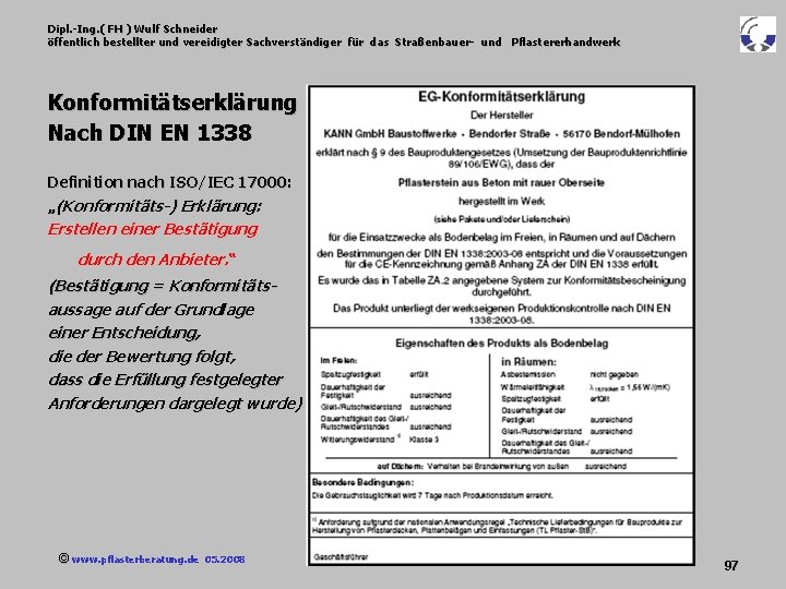 Dipl. -Ing. ( FH ) Wulf Schneider öffentlich bestellter und vereidigter Sachverständiger für das