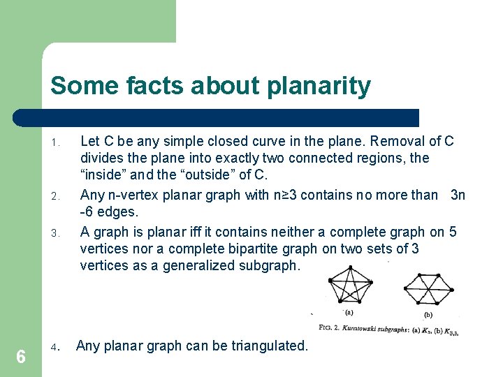 Some facts about planarity 1. 2. 3. 6 4. Let C be any simple