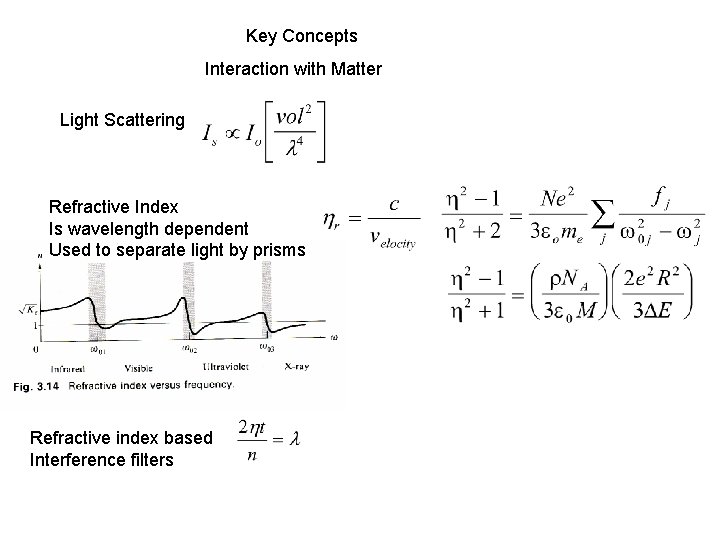 Key Concepts Interaction with Matter Light Scattering Refractive Index Is wavelength dependent Used to