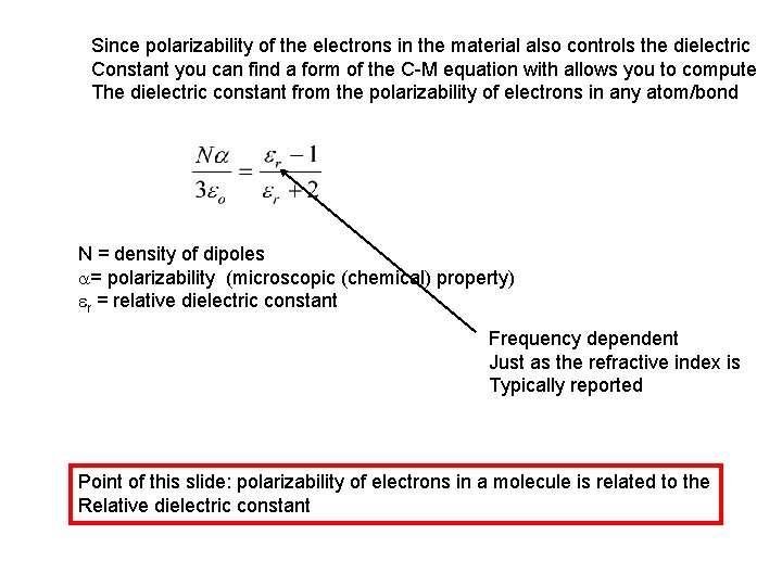 Since polarizability of the electrons in the material also controls the dielectric Constant you