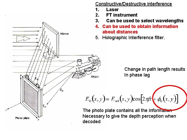 Constructive/Destructive interference 1. Laser 2. FT instrument 3. Can be used to select wavelengths