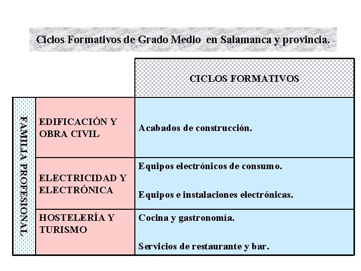 Ciclos Formativos de Grado Medio en Salamanca y provincia. CICLOS FORMATIVOS FAMILIA PROFESIONAL EDIFICACIÓN