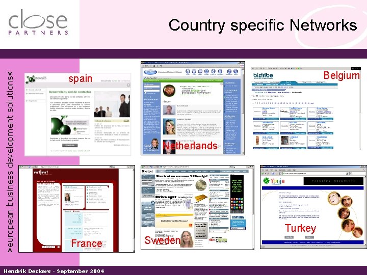 >european business development solutions< Country specific Networks Belgium spain Netherlands Turkey France Hendrik Deckers