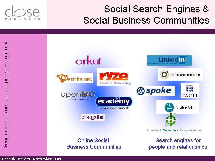 >european business development solutions< Social Search Engines & Social Business Communities Hendrik Deckers -