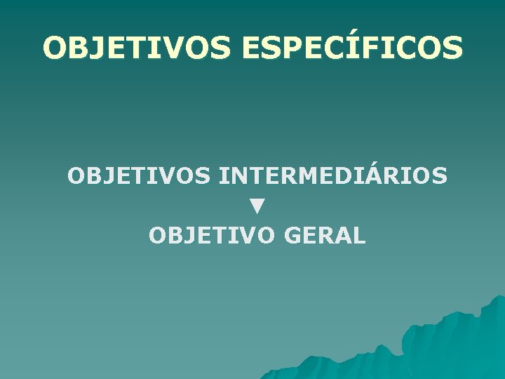 OBJETIVOS ESPECÍFICOS OBJETIVOS INTERMEDIÁRIOS ▼ OBJETIVO GERAL 