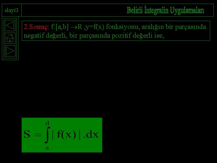 slayt 3 2. Sonuç: f: [a, b] R , y=f(x) fonksiyonu, aralığın bir parçasında