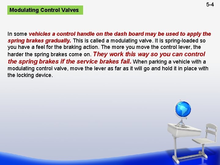 Modulating Control Valves 5 -4 In some vehicles a control handle on the dash