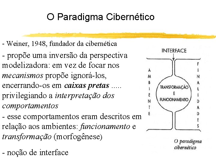 O Paradigma Cibernético - Weiner, 1948, fundador da cibernética - propõe uma inversão da