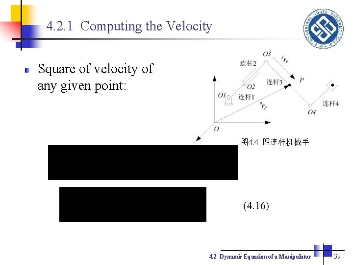 4. 2. 1 Computing the Velocity Square of velocity of any given point: 图