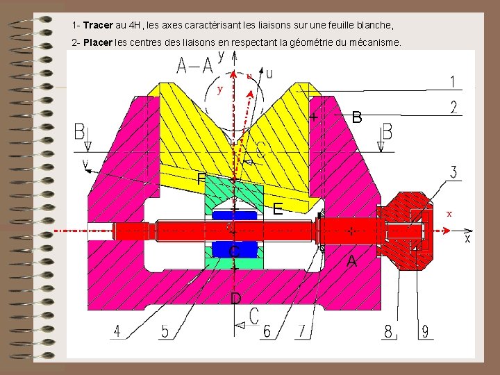 1 - Tracer au 4 H, les axes caractérisant les liaisons sur une feuille