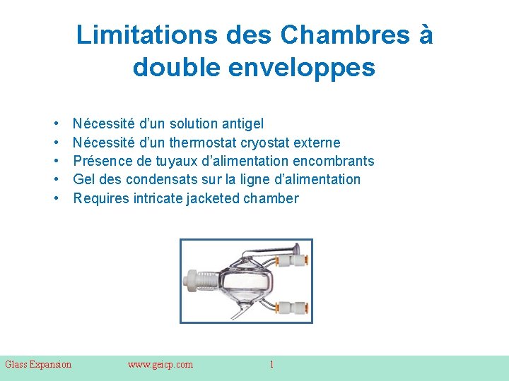 Limitations des Chambres à double enveloppes • • • Glass Expansion Nécessité d’un solution