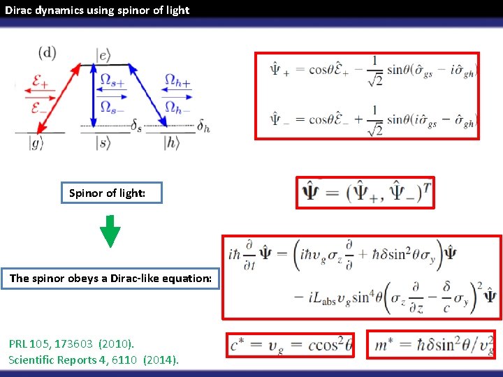 Dirac dynamics using spinor of light Spinor of light: The spinor obeys a Dirac-like
