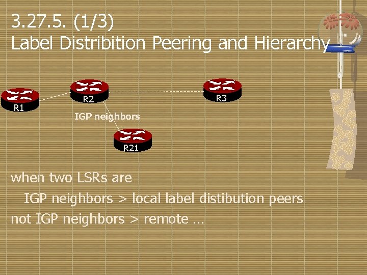 3. 27. 5. (1/3) Label Distribition Peering and Hierarchy R 1 R 3 R