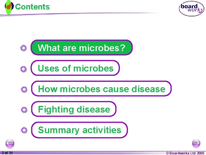 Contents What are microbes? Uses of microbes How microbes cause disease Fighting disease Summary