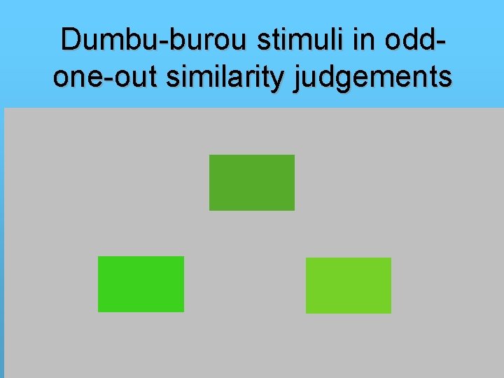 Dumbu-burou stimuli in oddone-out similarity judgements Dumbu-burou stimuli in oddone-out similarity judgements