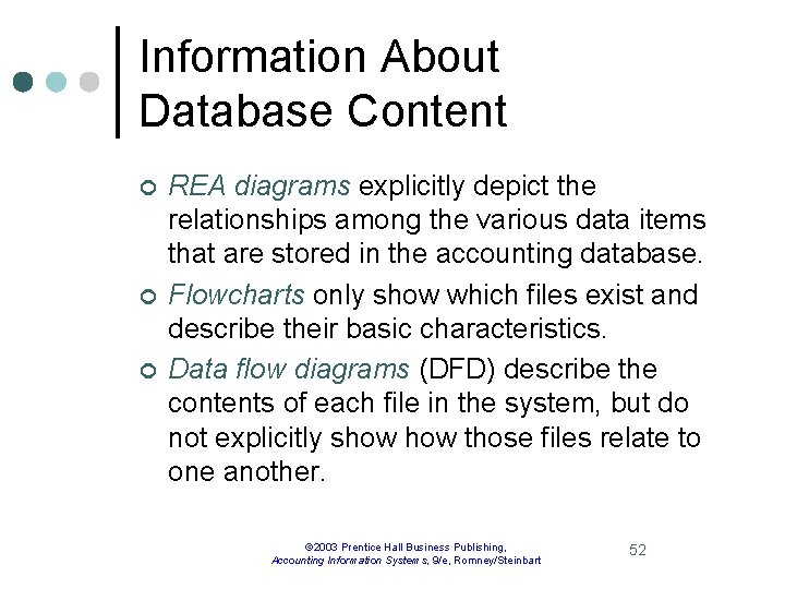 Information About Database Content ¢ ¢ ¢ REA diagrams explicitly depict the relationships among